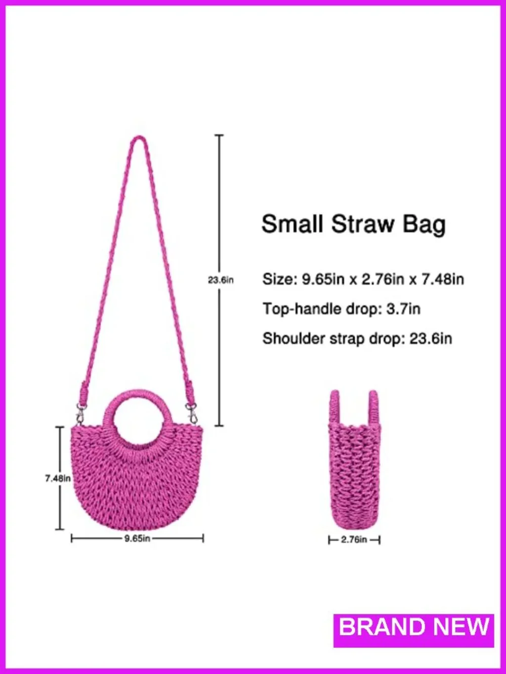 Handwoven Straw Crossbody Shoulder Bag Satchel Purse Summer Beach